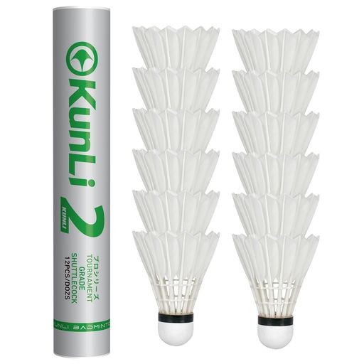 KunLi バドミントン シャトルコック 1級ダック羽根 12個入り 77番 試合・練習向け,KL-2(アヒル羽根)