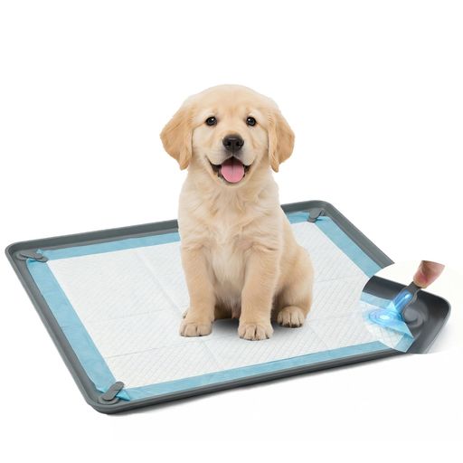 Sazuik 犬 トイレトレー ペットトイレ 犬用トイレ シリコンマット 犬 マグネットで固定 四隅固定 シーツがズレない 滑り止め 漏れ防止 洗える ペットマット 床汚れ対策 お手入れ簡単 トイ…