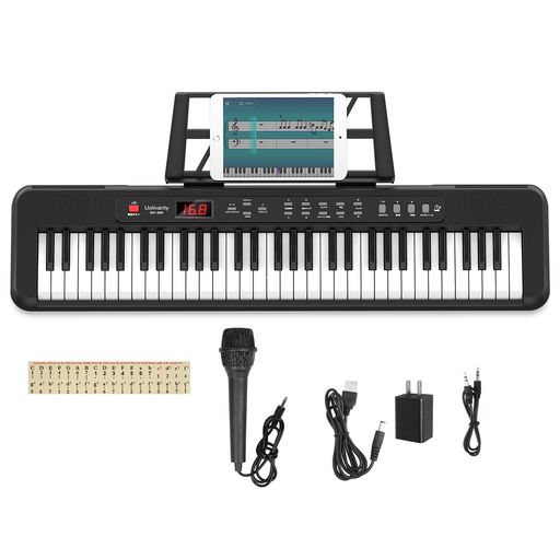 電子ピアノ 61鍵盤 電子キーボード キーボード ピアノ 60デモ曲 200音色 200リズム内蔵 電子キーボード LCDディスプレイ搭載 初心者 持ち運び 軽量 電子ピアノ 日本語で表記 日本語取扱説明書