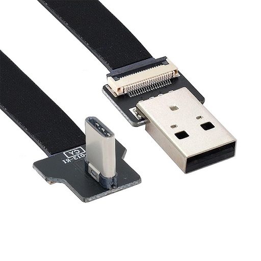 xiwai 1.0M 直角USB 2.0 Type-A オス - USB-C Type-C オス データ フラット スリム FPC ケーブル FPV & ディスク & 電話用