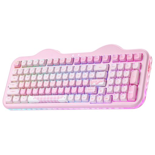YUNZII C98 ワイヤレスメカニカルキーボード テンキー付き 透明Maoキャップ 98キー BT5.0/2.4GHz/USB-C ホットスワップ ガスケットマウント キーボード カスタムRGBバックライト搭載 可愛いケーキ W…
