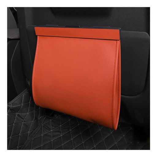 Tsukitoy 車 ゴミ箱 マグネット式 シートバック 車載ゴミ袋 PU合皮 防水 折りたたみ 薄型2cm 磁気バックル開閉 取り付け簡単 オレンジ