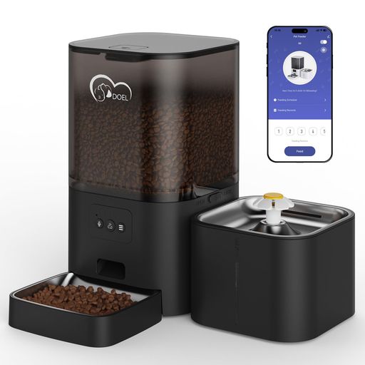 水と餌のディスペンサー 【2-in-1 スマート給餌器・給水器】このスマート給餌器と給水器が一体となった製品は、従来の別体設計に別れを告げ、給餌と給水の両方のニーズを一度に満たします。スマートな自動化設計により、給餌と給水が簡単で手間いらずになります。市場に出回っているほとんどの一般的な粒状ペットフード(直径12mm以内)に対応していますが、特殊な形状のフードは推奨されません。 【アプリによる遠隔操作】アプリを通じて給水ポンプのオン/オフを制御可能。手動給餌のほか、タイマー給餌スケジュールを設定でき、過食を防ぎペットの健康を守ります。給餌記録の確認や、水不足・フード不足・詰まりの通知をいつでも受け取れます。すべての操作が手のひらで完結します。(2.4GHz &amp;5GHz Wi-Fiの対応) 【大容量・6L給餌・2.5L給水】この給餌・給水一体型機器は、6リットルの大容量フードタンクと2.5リットルの独立した給水エリアを備えており、ペットが喉が渇いたり空腹になったりすることを防ぎます水タンクにはろ過循環システムが搭載されており、常に清潔な水を供給します。