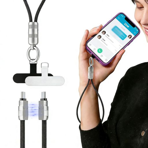 【1本で、スマホストラップと充電を両立】このスマホストラップは、充電ケーブルとストラップの2in1機能を一つにまとめた画期的なデザイン。携帯電話を手軽に充電し、いつでもどこでも便利に使えます。充電器を別途持ち歩く必要がなく、忙しい日常や旅行にも最適です 【高速充電と安全設計】このたいぷしー充電器 急速 ケーブルは、最大240Wの急速充電をサポート。内蔵のE-Marker 3.1デュアルチップにより、過充電、過熱、短絡を防ぎ、デバイスを保護しながら安定した電力供給を提供します。さらに、スマート温度管理機能が安全性を確保し、充電完了後は自動的に電源をオフ(断電)してバッテリーを守ります。国際的な安全基準にも準拠しており、厳格な品質管理を経て安心してご使用いただけます 【便利な30cm短距離ケーブル】弊社30cmの短い充電ケーブルは、スマホのストラップとしても使用でき、携帯しやすいコンパクトサイズで外出先でも便利です。絡まりにくく、急速充電もサポート。