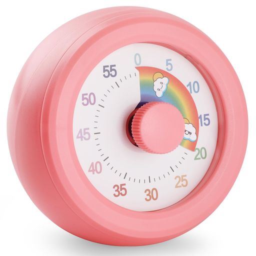 Wyngee 60分ビジュアルタイマー, 勉強用デスクタイマー 教室 キッチン用カウントダウン 子供用タイムマネージャーツール ピンク