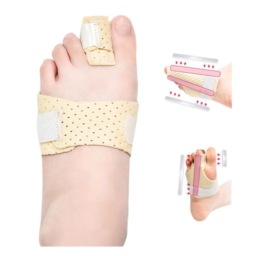 ANINAKO 足の甲 サポーター 骨折 足指サポーター 保護パッド 4フィンガー固定 左右の足のユニバーサルデザイン 2重アルミバー固定 固定効果の強化 (肌色)