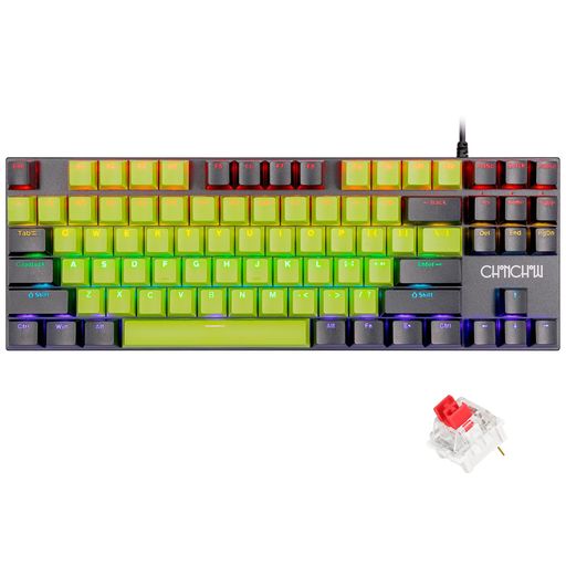 CHONCHOW ゲーミングキーボード 赤軸 アンチゴーストキー usb有線 メカニカルキーボード 87キー 全キー防衝突 バックライト付き