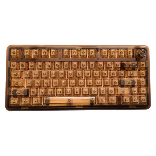 OUSEITECH BK920 ゲーミングキーボード 透明キーボード ノブ付き RGB ホットスワップ対応 75%配列 メカニカル BT5.0/2.4G/USB-C ワイヤレス 透明キーキャップ 80キー テンキーレス