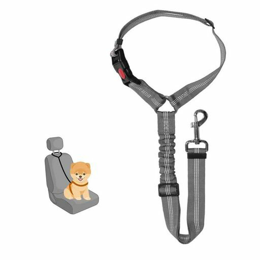 TRENZADO 犬 シートベルト  ナイロン製 車専用リード 安全ベルト バックル付き・両用 飛びつく防止 伸縮 長さ調節可 簡単装着 犬カー用品(グレー)