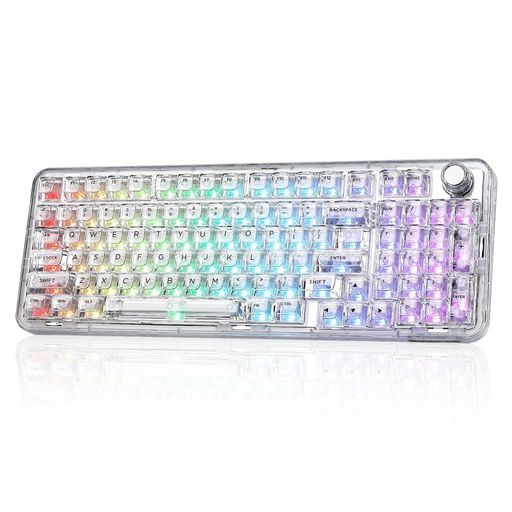 YUNZII X98 QMK/VIA対応 ワイヤレス メカニカルゲーミングキーボード 透明キーキャ...