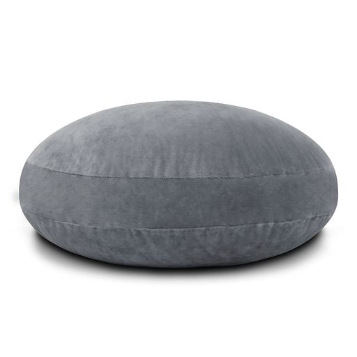 Genki life クッション 円形 フロアクッション 丸型 もちもち 座布団 大きい 直径55cm 大判 厚い やや硬め ソファー用 ふわふわ マイクロファイバー カバー洗える グレー