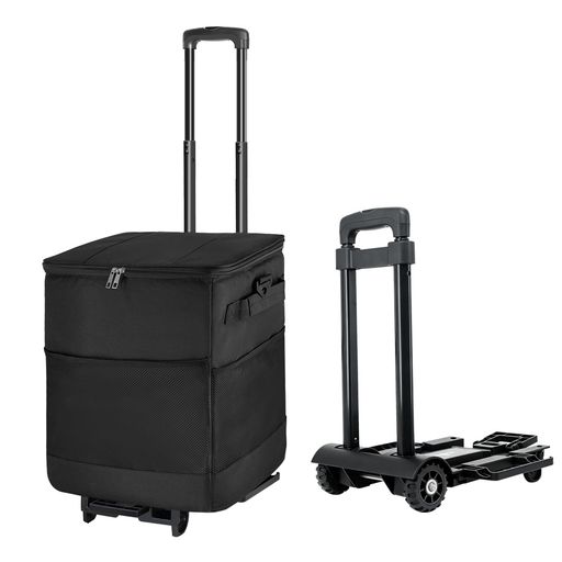 【40L大容量&amp;収納便利設計】 サイズ約35x28x40cm、最大40L収納可能(330ml缶約60本)。正面・両サイドに収納網袋を配置し、小物や調味料、アウトドア道具を整理しやすい。ピクニックやキャンプにぴったりの大容量保冷+収納ソリューション。 【防水性能強化&amp;お手入れ簡単】 外層に高密度オックスフォード生地+特殊防水コーティング。突然の雨や飲み物のこぼれに対応し、内部へ浸透しにくい。耐摩耗性・耐汚れ性に優れ、汚れても簡単に拭き取れて清潔を維持できる。 【長時間保冷・保温|4層断熱構造】 耐摩耗オックスフォード+10mm厚EPE断熱材+高密度不織布+アルミ保温膜の4層構造。氷と併用で最大15時間(10°C以下)の保冷が可能。保温用途では最大6時間(目安)温かい状態をキープする。 【安定走行を実現するタンクホイール+3WAY移動設計】 幅広のタンクホイールを採用し、芝生・砂利道・不整地でもぐらつきにくく安定した走行が可能。さらに肩掛けストラップ・本体持ち手・折りたたみカートの3WAY仕様。カートはコンパクトに折りたため、耐荷重40kgで重い飲食物も楽に運べる。