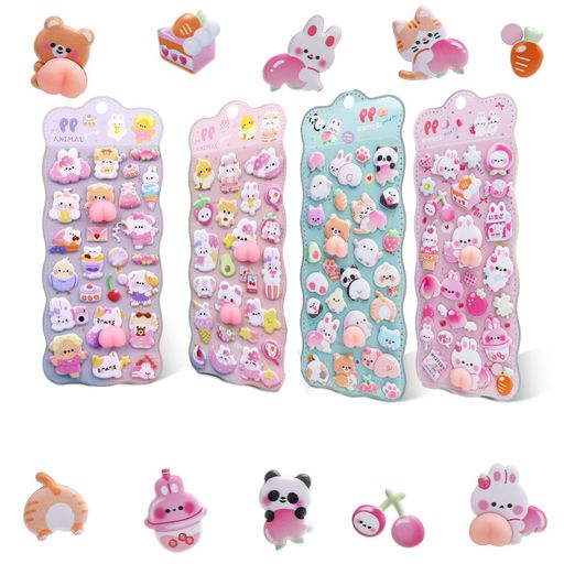 MORISHOP ランダム 2枚セット 重複なし おしり ぷにぷにシール ぷくぷく 3D 立体 ステッカー キャラクター風 ごほうび スクイーズ DIY用 手帳 デコレーション 子供 大人用 手芸用品 プレゼント… lien0605-10052457 りあんの通販 パッケージ画像