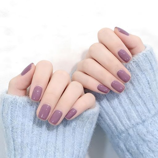 [SURZON]ネイルチップ ショート 24枚入 付け爪 ラベンダー短め無地 ワンカラーネイル 可愛い 両面テープ付き シンプル 成人式 結婚式 入学式 卒業式 ABS素材 薄型 軽量 再利用可能 初心者向け…