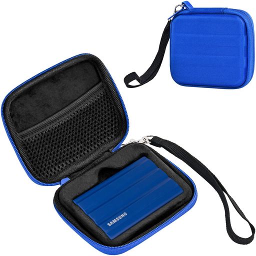 ProCase サムスン T7 外付けSSD (1T/2T) ケース ポータブルSSD収納ケース コンパクト ハードEva 防震 防塵 防衝撃 カバー HDDケース 適用機種: Samsung T7 USB 3.2 1TB 2TB 外付け - ブルー