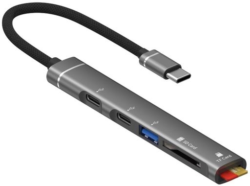 【✅スリームなボディー、超軽量で携帯便利】 ・小型1.73cmx11.3cmx0.92cm 超軽量10g ・スリームで超軽量なボディーなのにSDカードリーダー機能に留まらず、5IN1の複数のポートを搭載した機能性を誇ります。小型なので、スマホのような小型設備にはもちろん、その機能性としてはタブレットPC、パソコンなどにも拡張アダプタとしてサポート可能です。携帯性にも優れた形ですので、日常、出張、旅行のあらゆる場面で活躍可能です。 【✅多機能拡張をサポート】 ・APP必要なし ・ TF・SDカードリーダー ・USB-Cx2ポート(OTG機能付き) ・USB-A(OTG機能なし) ・データ読み取り・伝送 ・同時読み取り ワーニング️power assistantと表記があるUSB-Cポートには、充電機能がついていません。 【✅ハイスピードで効率UP】 ・USB3.0 ・5GBps高速データ伝送 新バージョンUSB3.0チップを採用。5GBps高速データ転送でファイル、フォト、ビデオ、映画などをあっという間に転送可能ですので、作業効率をupさせます。