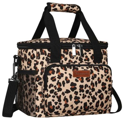クーラーボックス 保温 保冷バッグ クーラーバッグ キャンプ バーベキュー 軽量 大容量 15L 手提げ 肩掛け 2way (ヒョウ柄)