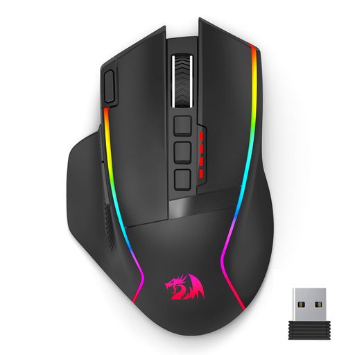 Redragon Wireless Gaming Mouse, Ergonomic Mouse 16000 DPI with Rapid Fire Key, 9 Macro Buttons, 170-Hour Durable Power Capacity