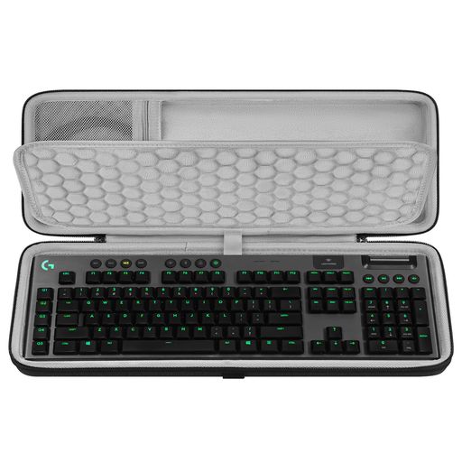 多くの無線/有線の 108キー フルサイズキーボードに適合します。 超硬シェルは、落下、衝撃、または押しつぶしからキーボードを保護します。 メッシュポケットは、ケーブル、コード、充電器、小型マウス、その他のアクセサリを便利に収納できます。 キーボードの最大寸法(ケース内寸):48.5 x 16.5 x 4 cm ロジクール Logitech Logicool G915 ワイヤレス メカニカル ゲーミング、ロジクール Logitech Logicool G915 X キーボード ケースと互換性があります。