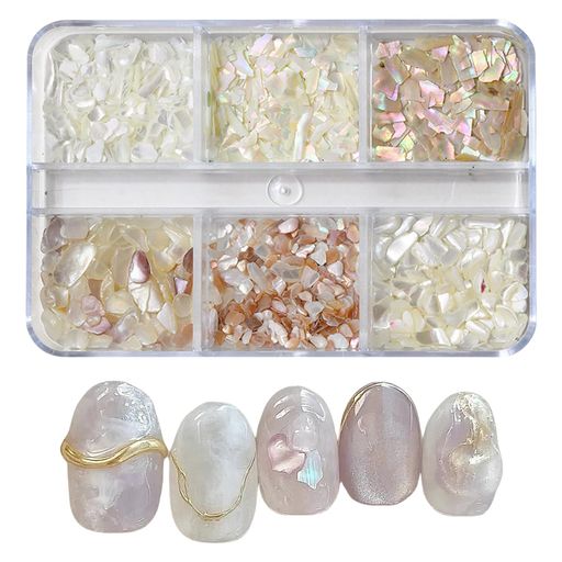 ネイルパーツ 貝殻 シェルフレーク 薄い 光沢 チップ シェル ネイルパーツ 極薄 キラキラ ネイルアート パーツ ジェルネイル オーロラ レジン封入 デコパーツ DIY 手芸 ハンドメイド (白 B)