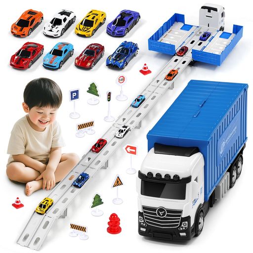 🚗【大容量車のおもちゃ】- 男の子も女の子も、基本的にみんなが大好きです。Joyrealの建設車両 はただの車のおもちゃではなく、レーシングカーでもあります。組み立てたトラックを置くだけで、子どもたちはいつでもレースの楽しさを体験できます! 🚗【カートイセット】- 大型トラック1台、合金製メタルカー8台、道路標識アクセサリー12個が含まれています。トラックにはABSプラスチック製の6つの丈夫な車輪が付いており、落下にも強い設計です 🚗【クールな競争プレイ】 - 取り外し可能なカートラックには8台のプルバックミニカー セットと2つの発射台が装備されており、スリリングな発射とレースの楽しさでお子さまの興味を引きます 🚗【知育玩具】 - 手と目の協調性や、思考力、想像力、創造力、形の認識、認知力などの早期学習スキルを促進します。子どもたちの実践力を高め、さまざまな種類の車両を認識できるようになります 🚗【車好きへのパーフェクトギフト】 - 3、4、5、6歳の男の子、女の子向けの 誕生日、クリスマス、祝日、お正月、こどもの日などのプレゼントに最適なトラック おもちゃ。無限の想像力