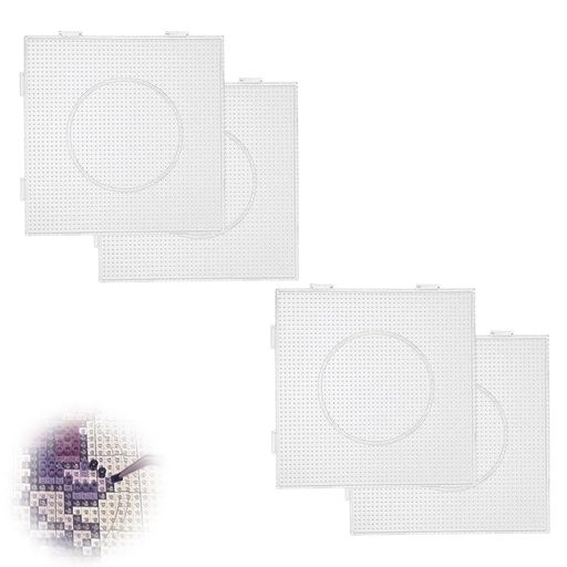 ZHICHUANGW【アイロンビーズ】 プレート 2.6mm 4枚セット 14x14cm 52ピン 透明 連結可能 プレート アイロンビーズセット DIY 手工艺