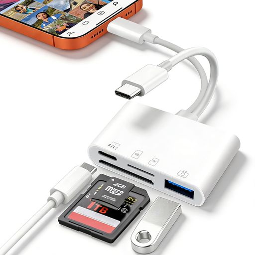 SDカードリーダー【4in1 Type-C & i-Phone SD/TF変換アダプタ】カードリーダー USB...