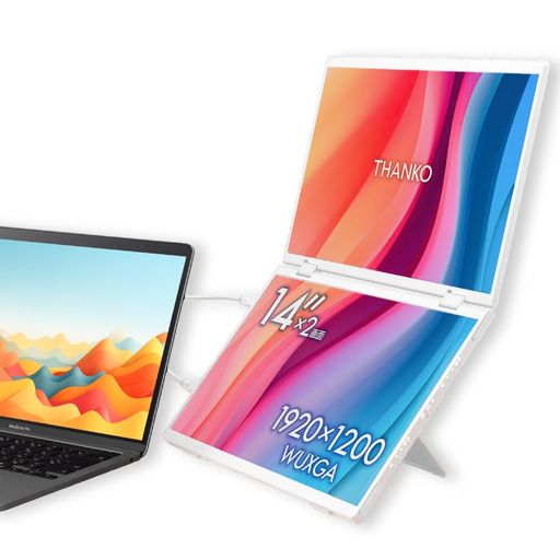 THANKO 14インチ上下2画面拡張デュアルモニター DMAC25HWH モバイルモニター 折りたたみ IPSパネル フルHD ノートPC サブモニター Type-C HDMI 縦型 ホワイト
