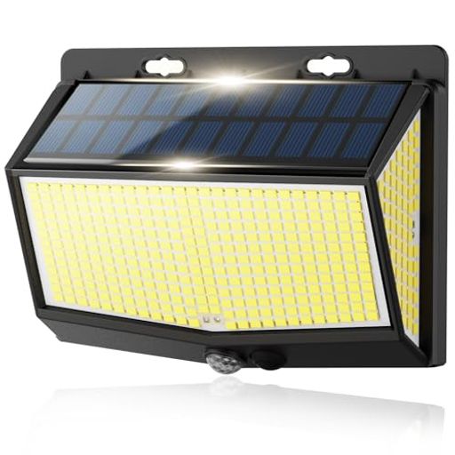 ガーデン IP65防水 【高輝度468LED・4面発光・300°照明】ソーラーライト 屋外は468個高品質LEDが揃え、発光効率の高い上に、4面発光で照明角度が270°以上に達します。色温度は6500K、昼光色で昼のように所々を照す。発熱が少なく、低赤外線・低紫外線で虫を寄せ付けにくい。人感センサーライト 屋外の検出角度が160°になったので、ほぼすべての角度から不審者や犯罪者を威嚇できます。屋外に設置して防犯対策効果が抜群です。(設置前に、できるだけ日当たりの良い場所を選んでください) 【太陽光発電パネル・電気代ゼロ】センサーライト 屋外は、ソーラーパネルによる太陽光で自動充電し、太陽エネルギーを電気に変換してくれます。転換効率は最大25%に達するパネルを搭載で、太陽光よりソーラーライトを充電できます。電源は必要ない、太陽の光さえあれば充電できるので、日常使用は玄関、屋外、廊下、駐車場照明もちろん、キャップ、野外でバーベキュー、アウトドア、停電、台風、地震など災害時にも防犯ライトとして助かります。