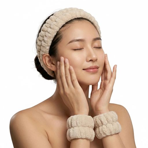 【洗顔ストレスゼロ!お得な 3 点セット】洗顔 ヘアバンド 1 個 + 洗顔 リストバンド 2 個(両手分)の便利セットです。洗顔時の「髪が濡れる」「肘から水が伝って袖がびしょ濡れになる」という 2 大ストレスを、これ 1 つで解決!リストバンドが手首でしっかり水をせき止めるので、朝の忙しい時間や夜のスキンケア時も、服や洗面台を濡らす心配がありません。 【まるで雲のような肌触り・高密度ふわふわ素材】 洗顔用ヘアバンドは毛足が長い超柔らかなフリース(マイクロファイバー)素材を採用。吸水性に優れるだけでなく、肌に触れた瞬間、ふわっとした心地よさを実感できます。チクチクせず、敏感肌の方やデリケートなお子様にも安心してご使用いただけます。速乾性もあり、梅雨の時期や冬場でも清潔に保てます。 【長時間つけても痛くない!リボンなしのシンプル設計】 リボンや結び目を敢えて省いたフラットデザインで、頭部への圧力を均一に分散。「可愛すぎるデザインは苦手」という大人の女性にもぴったりな、高級感のあるグレーカラーです。締め付け感が少なく、長時間のスキンケアやリラックスタイムに使用しても頭が痛くなりにくい設計です。