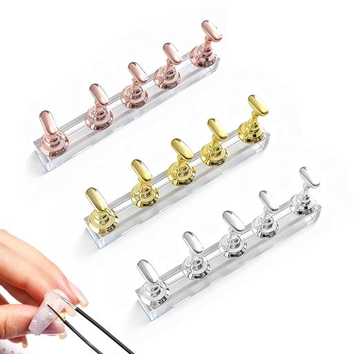 TVETE ネイルチップスタンド 磁石 マグネット ネイルスタンド 【3個入り】 ネイルアート練習台 アクリル製 収納 ディスプレイ 練習用 初心者向け ネイル置き ネイルサロン ゴールド&シルバ…