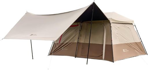 MOBI GARDEN テント ワンタッチ ウトドア ファミリー 大型 3-5人用 キャンピング 小屋 ロッジ型 設営簡単 uvカット Ti Black新型素材 耐水圧4000mm 4シーズン 公園 初心者適用可能 (Mountain Live 10.9