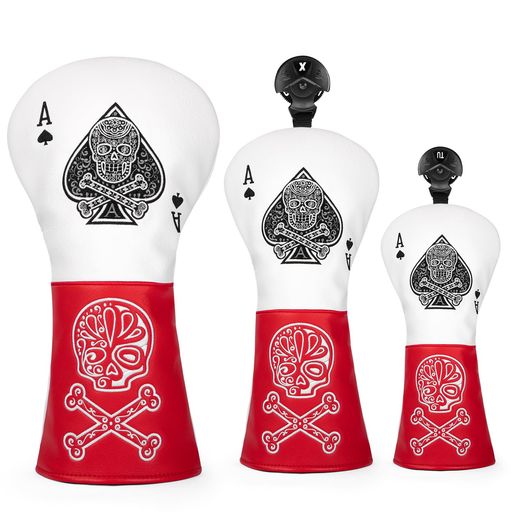 ゴルフクラブヘッドカバー Ace Poker 仕様ゴルフウッドカバー セットゴルフドライバーカバー フェアウェイウッド、ユーティリティ用、ハイブリッド用のヘッドカバー パターカバーピンタ…