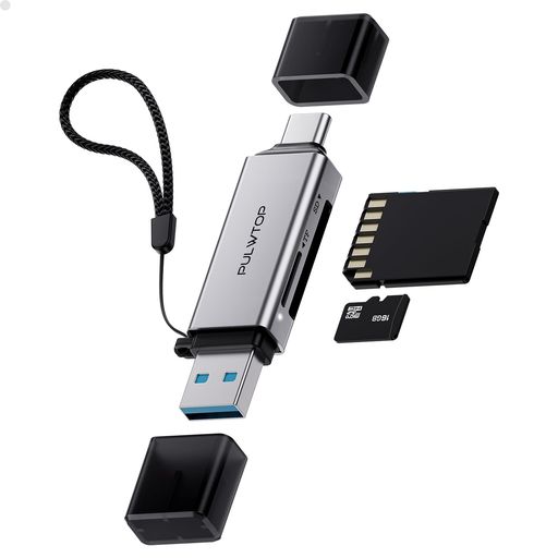 【Type-C &amp; USB-Aカードリーダー】この2-in-1 SDカードリーダーはUSB-A 3.0コネクタとUSB-C 3.0コネクタ、Micro SDカードスロットとSDカードスロットを設計され、SD /Micro SD /SDHC /SDXC /MMC /UHS-IなどのメモリーカードをUSB 3.0インターフェースを搭載する幅広いデスクトップパソコン、ノートパソコン、またはタブレットで読み取り、転送できます。ご注意:画像に展示されている SD カードとマイクロ SD カードは参考用であり、パッケージにはSDカードが含まれていません。 【USB 3.0 5Gbps データ伝送】PULWTOP SDカードリーダはUSB AとUSB Cインタフェースを結合し、最大2TBのSD / Micro-SDカードを書き読むこと可能です。USB 3.0ホストに接続されている場合、伝送速度が5Gbpsに達し、USB 2.0ポートより10倍速く、わずか数秒間に高解像度画像、ビデオ、大きいファイルを伝送できます。USB 2.0、USB 1.1との互換性があります。