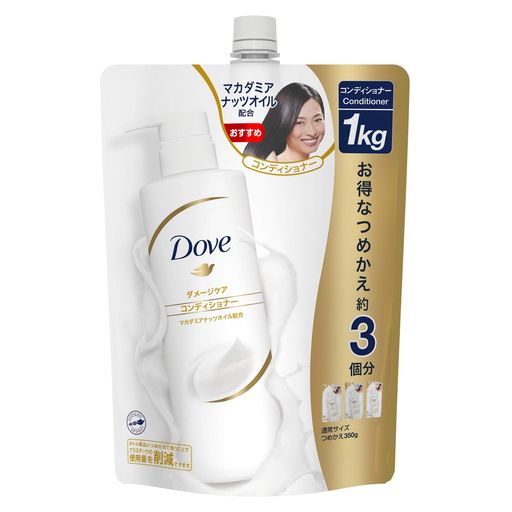 ダメージコントロール 【こんなあなたに】家族みんなで使えるものが欲しい。お買い物の回数を減らしたい、買い忘れを減らしたい、重いものを持ち運びたくない。髪のダメージが気になる。 【point1】大容量サイズ1000g!家族みんなで使っても安心。お買い物をラクにします。定期おトク便もおすすめ。 【point2】ダメージケアには、髪の内側も外側もケアすることが大切。ダヴの2Wayケアで、髪の内側も外側もケア。健やかで、うっとりするようなうるサラ髪へ。 【point3】マカダミアナッツオイル(保湿成分)配合。 髪内部に浸透し、うるおいを引き寄せ、健やかな髪に導きます。