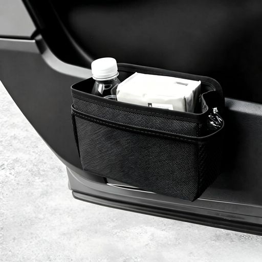 車載ゴミ箱 大容量 携帯型 – ブラック おしゃれな車内用トラッシュボックス、ゴミ袋アダプター付きで取り替え簡単、シートに固定可能な