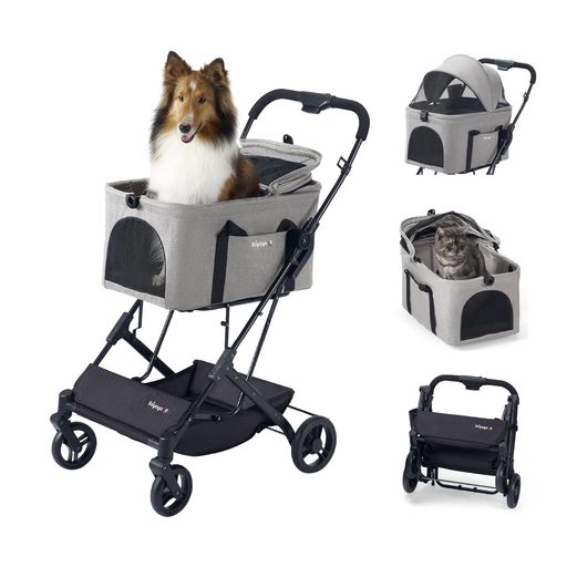 【EN1888に適合】ibiyaya FS2517 分離型 ペットカート 3WAY 中型犬 小型犬 猫 耐荷重20kg 通気 両面開き 折りたたみ コンパクト 自立収納 メッシュ 軽量 コップホルダー マット 飛び出し防止リード…