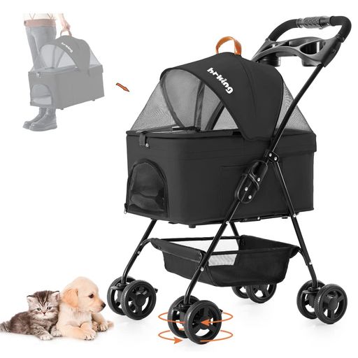🐶【2 IN 1分離型】キャリー&amp;カート分離可能なので、ペットカートとペットキャリーの2Way使用可能!電車移動はもちろん、ドライブボックスや簡易ハウス代わりとしても使えて、ペットとのお出かけがますます楽しくなりますね。 🐱【収納バスケット&amp;トレイ付】ペットカートの上部には、ペットボトルホルダーと小物入れ用トレイ付属します。下部に収納バスケット付いて、身の回り品やペット用品などを収納できます。 🐶【4輪360度回転&amp;ブレーキ付き】360°回転車輪を採用し、小回りがきくので、方向転換が簡単!足踏みストッパーも付き、即時にストップして、坂道も安心! 🐱【飛び出し防止リード付き】飛び出し防止リード2本が付いており、ペットの脱走や転落を防ぎます。 🐶【複数小型ペット対応】商品の長さ約66cm、幅46cm、高さ93.5cm(コットサイズ:約56x33x50cm);耐荷重約15KG、多頭小型ペット対応します。