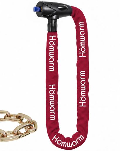 Homwarm バイクロック チェーンロック 頑丈 盗難防止 鍵3本付き 極太 長さ800mm チェーンパイプ直径8mm 多用途 自転車 バイク ワイヤーロック 防錆(レッド、80cm)
