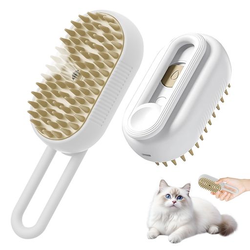 Liroyal 猫 ブラシ スチーム ペット用ブラシ ペットグルーミングブラシ 蒸し猫ブラ...