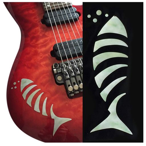 ジャカモウ サマンサ フィッシュ Fish Bone ギター や ベース 楽器に貼る インレイステッカー (WT) B-301FB-WT