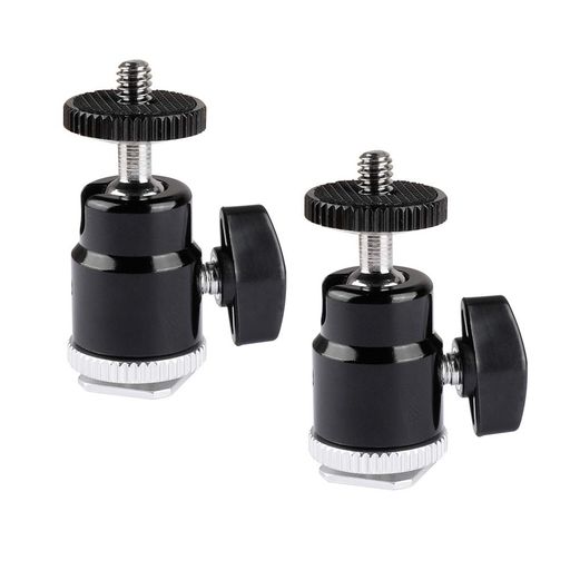 1/4 "-20ネジコネクタ付きのミニボールヘッド 端にネジ止めされたシューマウントアダプター 材料:機械加工されたアルミニウム合金とCNC 360°回転可能および90°傾斜可能なミニボールヘッド