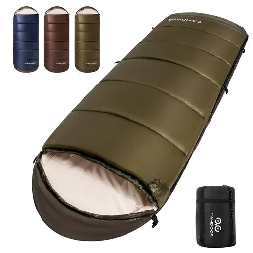 CAMDOOR 寝袋 冬用【人工ダウン・丈調節可能】2個連結可 1.8kg 右開き エッグ型 封筒型