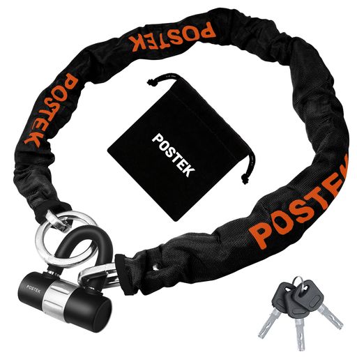 POSTEK バイク ロック チェーンロック 1200mm 黒とオレンジ