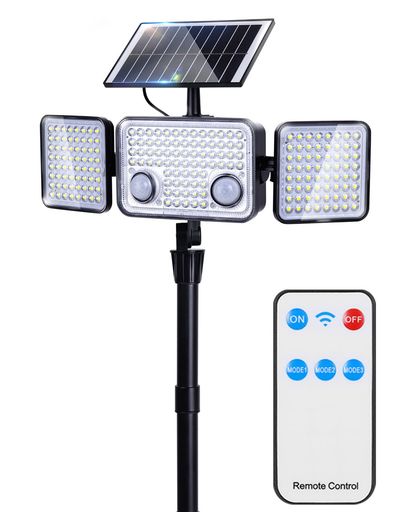 ソーラーライト 屋外 センサーライト 人感センサー 防犯灯 200LED 3面発光 2800lm ...
