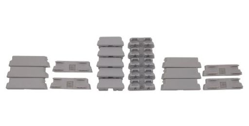 平面キャップ(約):29x12x10mm 右斜め用(45度)キャップ:43x12x5mm 左斜め用(45度)キャップ:43x12x5mm 本体重量(約):1g(正面・右斜め用・左斜め用:1個当たり)