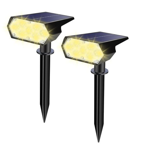 Toodour 屋外用ソーラースポットライト 2 個セット 49LED 搭載 2 種類点灯モード付き 防水仕様ソーラー投光ライト 庭園・小道・歩道向け景観照明 電球色