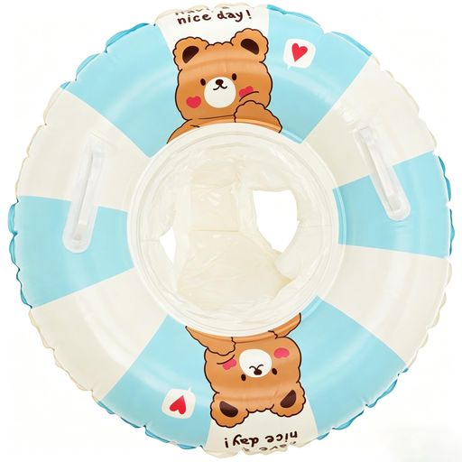 cddu 浮き輪 ベビー 子供用 幼児 フロート座付き足入れ型 取っ手付き ヴィンテージ ストライプ 超可愛 こぐま 浮き輪 い プール用 水遊び スイムリング お風呂 浮き具 空気入れ 強い浮力 男…