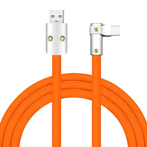 chubbycable USB C ケーブル L字 240W 急速充電 & 高速データ転送 超厚シリコンタイプc ケーブルMacBook/iPad/Galaxyiphone15/iphone16/iphone17等type c機種対応, オレンジ,