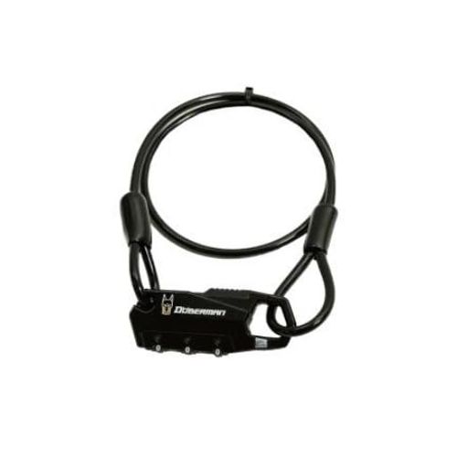 南海部品 ドーベルマン(DOBERMAN) バイク用 ダイヤルワイヤーロック ブラック 60cm DBL-015